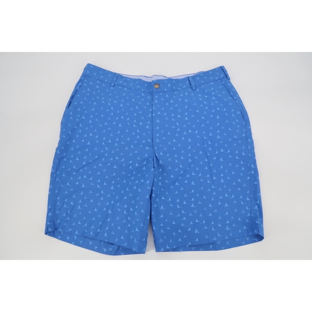 Peter‎ Millar Seaside Shorts Mens 36 Blue Sailboat All Over Print Cotton Nylon